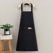 Resim Ayarlama Kayışları ve Çift Cepli Şık Siyah Polyester Önlük - Mutfak, Restoran, Kafe veya Ev Kullanımı için Mükemmel, Sevimli Önlük 