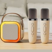 Resim Zineets Çift Mikrofonlu Işıklı Yüksek Ses Party Box Bluetooth Hoparlör Ses Sistemi Kablosuz Karaoke Mic 