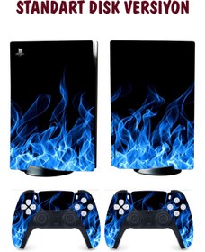 Resim KT Decor Mavi Alevler Playstation 5 Full Sticker Kaplama Seti 