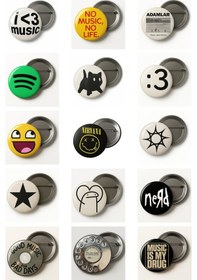 Resim Müzik Ve Pop Kültür Temalı Rozet Seti Eğlenceli Tasarım Rozetler 15 Li Set Çok Renkli 
