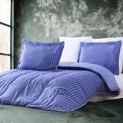 Resim Maxstyle Bambu Çizgili Lacivert Tek Kişilik Nevresim Takımı 