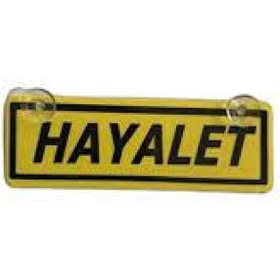 Resim Hayalet Yazılı Sarı Dekor Plaka Vantuzlu Cam Süsü 