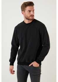 Resim Buratti Slim Fit Bisiklet Yaka Pamuklu Erkek Kazak 456201 Antrasit 