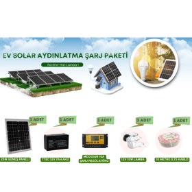 Resim Güneş Enerji Paneli 3 Adet 10W Lamba ve Telefon Şarj Cihazı 