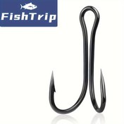 Resim FishTrip 100 Adet Balıkçılık Çift Kancalı Siyah Klasik Kurbağa Kanca Yüksek Karbon Çelik Tırtıl Yumuşak Yem Değiştirme Balıkçı Kancaları 