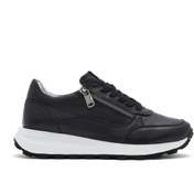 Resim Derimod Kadın Siyah Bağcıklı Yandan Fermuarlı Deri Sneaker 25SFD372118 