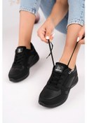 Resim Muggo Asel Garantili Kadın Ortopedik Günlük Bağcıklı Yandan Fermuarlı Rahat Sneaker Spor Ayakkabı Siyah 