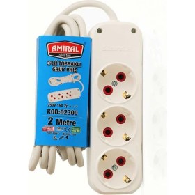 Resim Noip 3 Lü Topraklı 2 Metre Kablolu Grup Priz (802802) 