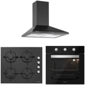 Resim Silverline Siyah Cam Ankastre Set 2240 - Cs5335b01 - Bo6503b01 