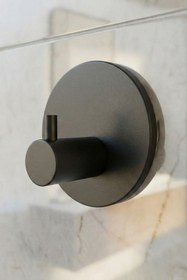 Resim Zift Unique 4 Adet Oval Paslanmaz Çelik Siyah Banyo Askısı / Bornoz Askısı / Havlu Askısı / Lif Askı / Havluluk 