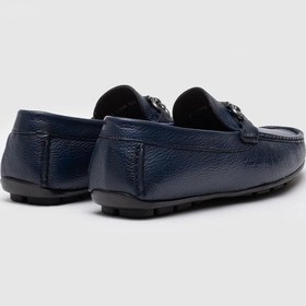 Resim Hakiki Deri Mavi Tokalı Erkek Loafer - 43 