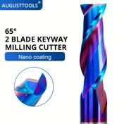 Resim Nano mavi kaplamalı, CNC sıkıştırma sert alaşımlı freze ucu ile 65 derece 2 bıçaklı freze ucu, hassas işleme için 