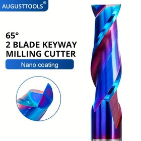 Resim Nano mavi kaplamalı, CNC sıkıştırma sert alaşımlı freze ucu ile 65 derece 2 bıçaklı freze ucu, hassas işleme için 