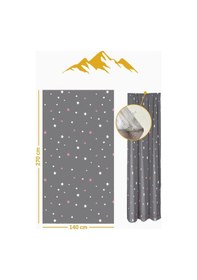 Resim Parlak Saten Mikro Kumaş Çift Kanat Çocuk Odası Fon Perde Takımı Prd0036 