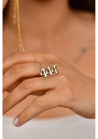 Resim Gold 444 Melek Sayısı Gümüş Koruma Kolyesi 