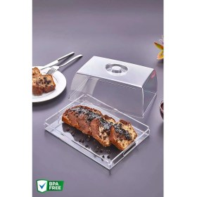 Resim Özbience Şık Kek ve Pasta Sunum Standı Kristal Çok Amaçlı Tepsi 