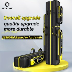 Resim Yuzhiyuan Premium Balıkçılık Takımı Çantası - Dayanıklı 1680D Oxford Bez ile Çelik Güçlendirme, Çok Bölmeli Depolama, Büyük Kapasite, Hafif ve Taşınabilir - Tuzlu Su ve Tatlısu Oltaçıları için İdeal, Siyah Sarı Vurgularla 