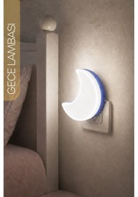 Resim Yarım Ay Gece Lambası On/off Tuşlu Koridor Hol Işığı Uyuma Işığı Beyaz K6975 