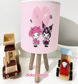 Resim dekomingo Kalpli Kuromi ve My Melody Desenli Bebek Çocuk Odası Masaüstü Abajur 