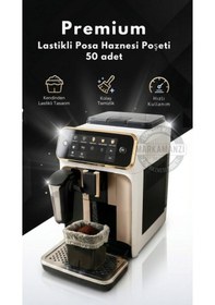 Resim Premium Lastikli Kahve Makinesi Posa Haznesi Poşeti 50 Adet Kolay Kullanım Şeffaf 