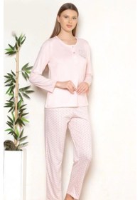 Resim Mevsimlik Uzun Kol Pijama Takım Viskon Alperi 790-27 SOMON 