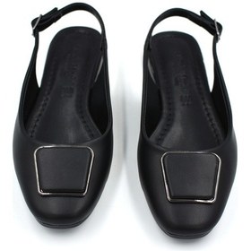 Resim Beyaz Park Moda Burnu Kapalı Toka Detaylı Kaadın Babet Siyah Siyah 