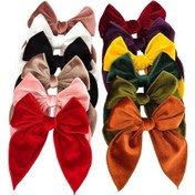 Resim Geeroyoo Kız Çocukları İçin 12 Renkli Paspas Dokuma Büyük Bowknot Saç İğnesi Seti - Kumaşlı Saç Aksesuarı 