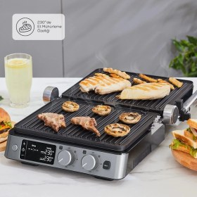Resim Karaca 4 Kademeli Sıcaklık Ayarlı Premium Izgara ve Tost Makinesi | 6 Dilim Kapasite | Dijital LED Ekran | Zamanlayıcı 