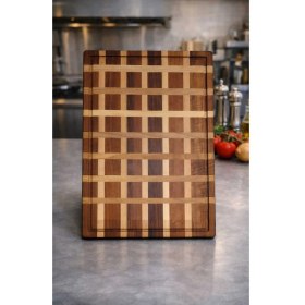 Resim WoodBay Doğal Ceviz Ağacı Şef Kesme Tahtası 54×34×4 cm - Kalın Masif Ahşap Profesyonel Doğrama Tahtası 