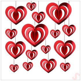 Resim 3 Boyutlu Döner Sarkıt 16 Adet Kalp Tavan Süs Seti 0 - 99 
