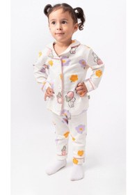 Resim Kruvaze Yaka %100 Pamuk Önden Düğmeli Mevsimlik Ünisex Bebek Ve Çocuk Pijama Takımı Bebicix Çok Renkli 