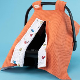 Resim Puset Örtüsü - Çift Taraflı - Turuncu Petek - Renkli Arabalar 