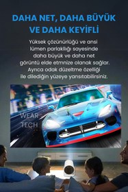 Resim Weartech Taşınabilir Sinema Film Dizi Projeksiyon Cihazı Ev Sineması Dahili Android 11.0 & Bluetooth Destekli 