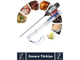 Resim Zenara Ergonomik LCD Ekran Çift Ölçüm Birimi Hafızalı Et Sıvı Mama Sıcak Soğuk Saplamalı Gıda Termometresi 