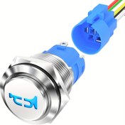 Resim Daiertek 16mm Deniz Kornası Anahtarı, Mavi/Kırmızı LED, Alüminyum Panel Montaj Hava Kornası Düğmesi ile Bağlantı Kablosu, Lehim Termini, 12V/24V Elektrik Gücü, Metal Malzeme, Tekne, Tren, RV, Erkek Kulübesi, Elektrik Çıkışı için 