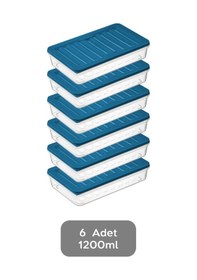 Resim Meleni Home 6'lı Buzdolabı Organizer Mikrodalga Ve Difrize Uygun Saklama Kabı Petrol 6 X 1200 Ml 