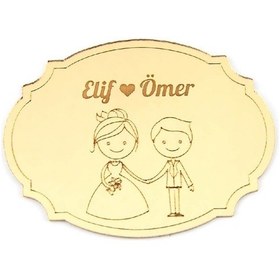 Resim 10 Adet Hediyelik Aynalı Pleksi Mıknatıslı Dolap Süsü Söz Nişan Konsept Altın 