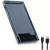 Resim Şeffaf HDD Kılıfı Caddy Kutusu HDD Muhafazası 2.5 SSD SATA'dan USB 3.0 Tip-C'ye 3.1 Adaptör Harici Sabit Disk Kutusu 