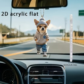 Resim 2D Düz, Moda Köpek Yapan Örgü Şapka Akrilik Araba Kolye - Çok Fonksiyonlu Kolye, Sırt Çantaları, Anahtarlık ve Ev Dekorasyonu için Uygun, Köpek Aksesuarları 