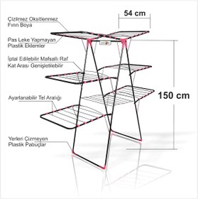 Resim Büyük Çok Katlı Pas Iz Yapmaz Çamaşır Kurutma Teli Rafı Askısı 