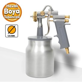 Resim Badem10 Alttan Depolu Metal Havalı Boya Tabancası 1.4 mm 1000 cc Demir Ahşap Pilastik Yüzey Boyama Tabanca 