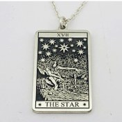 Resim Butik Gümüş Gümüş Yıldız Tarot Kartı Plaka Kolye (BG-KLY-760) 
