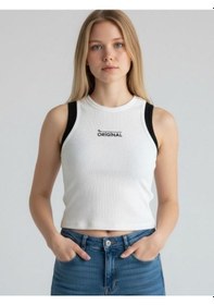 Resim Kız Cocuk Pamuklu Fitiili Crop Bluz-16763 Beyaz Siyah 