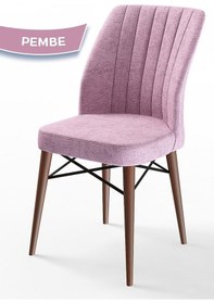 Resim Canisa Flex Serisi, Üst Kalite Mutfak Sandalyesi, Pembe Sandalye, Gürgen Ceviz Ahşap Ayak Sandalye Pembe Ayaklar Ceviz 
