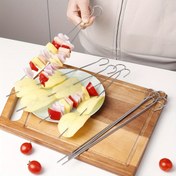 Resim 6 adet/12 adet Paslanmaz Çelik Barbekü Çubuğu - Grilled Sebzeler, Etler ve Daha Fazlası İçin Düz ve Dayanıklı Metal Shish Kebab Çubukları - Açık Hava Barbeküleri, Kamp ve Ev Yemekleri İçin Mükemmel 