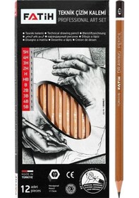 Resim Teknik Çizim Kalemi 12 Li 1 Paket Fatih Dereceli Kalem Seti Kalemtraş Hamur Silgi Eskiz Karakalem Yumuşak Ve Sert Uçlu 