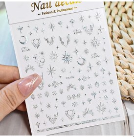 Resim 1 Adet Yıldız Temalı Nail Art Çıkartmalar 3d Kendinden Yapışkanlı Plastik Çıkartmalar Glitter Kaplama Anime Dikdörtgen Şekli Dıy Çivi İçin İdeal Pas Kırmızı 