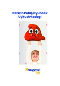 Resim Darwin Peluş Oyuncak 35 Cm - Yumuşak Boncuk Elyaf Doldurmalı Uyku Arkadaşı Kırmızı 