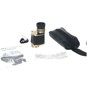 Resim 6x24 Baigish Askeri Tarzi Pirinç Ve Deri Kaplamalı Deri Çantalı Monocular Dürbün Sarı Siyah 