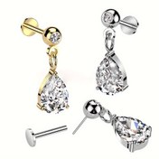 Resim 316L paslanmaz çelikten yapılmış, kartilaj dudak burun piercing takıları ile bir adet gözyaşı şeklinde zirkonya kolye barbell küpe, sevimli minimalist tarz, buluşmalar ve partiler için hediye 